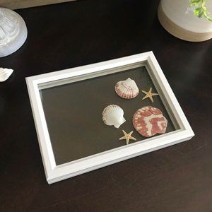 New Handmade Clear Glass & White Jewelry/Makeup Tray with Suspended Sea Shells